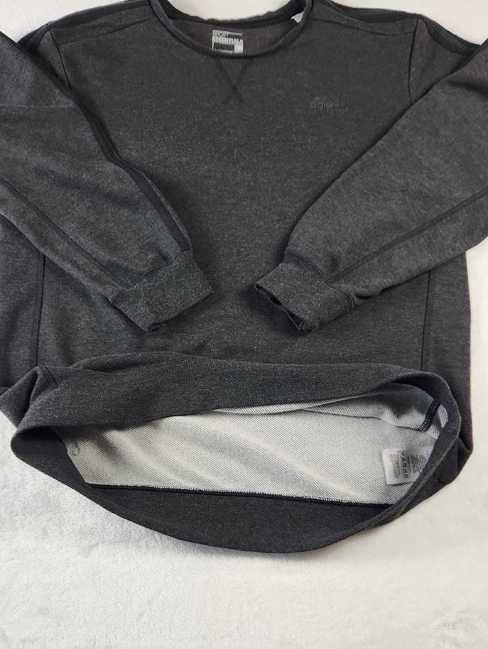 Adidas Essentials 3-Stripes Crewneck Sweatshirt Charcoal Gray Men's Large - Picture 9 of 13